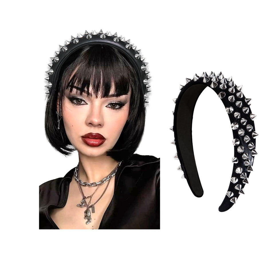 ZUYASEZ front view spiked headband shows bold punk look and instant edge