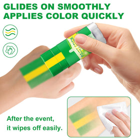 ZxjwT applied as a cheek stripe illustrating bright Brazilian colors that resist sweat