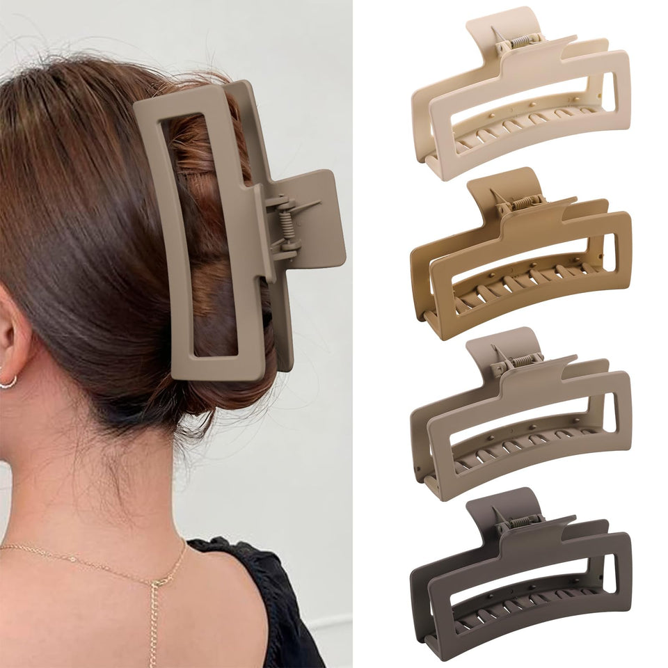 ZYTJ front view of 5-inch brown large claw clip showing shape and style benefit
