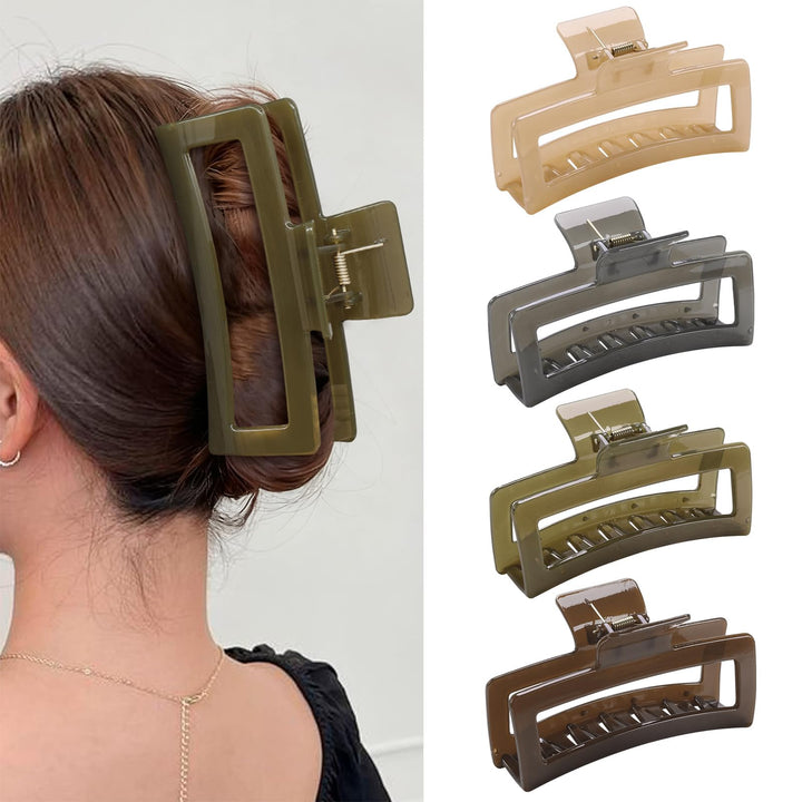 ZYTJ front view of 4-pack clear jelly clips shows colors and size for versatile styling