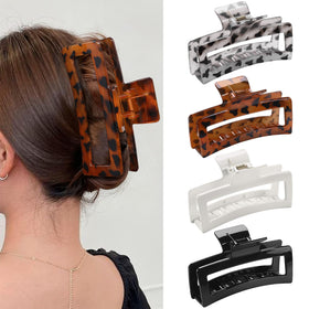 ZYTJ front view of 4-pack jumbo claw clips showing colors and packaging, stylish storage benefit