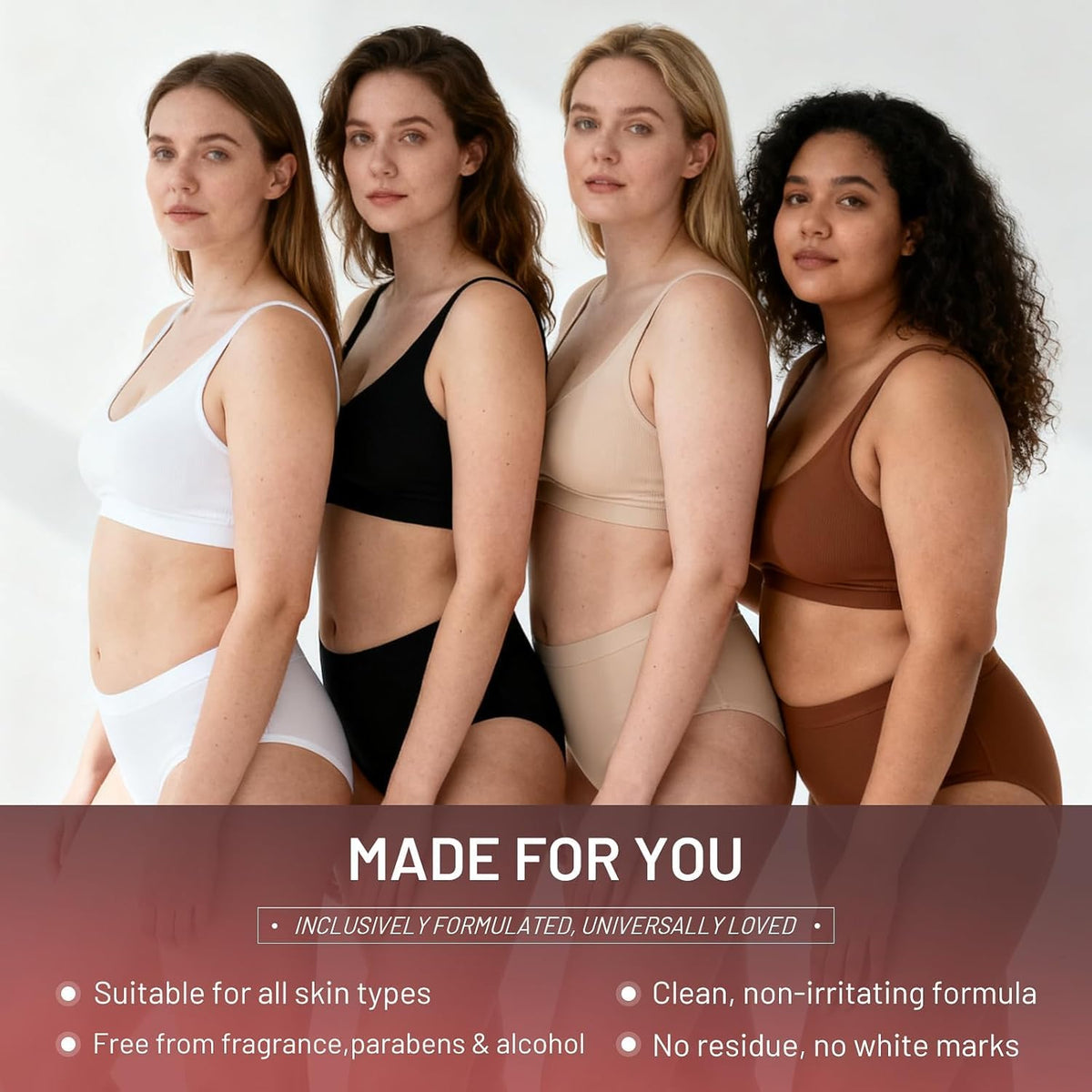 ZZILME full-body application on legs and elbows showing overall smoothing benefit