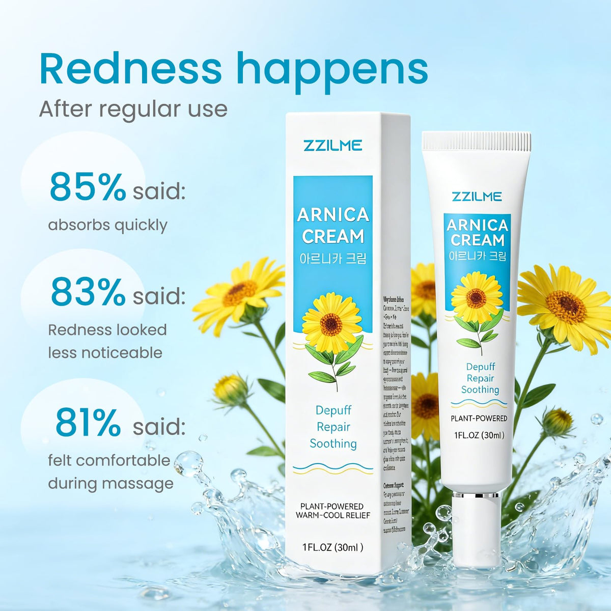 ZZILME hand applying cream to thin skin, demonstrates easy daily use