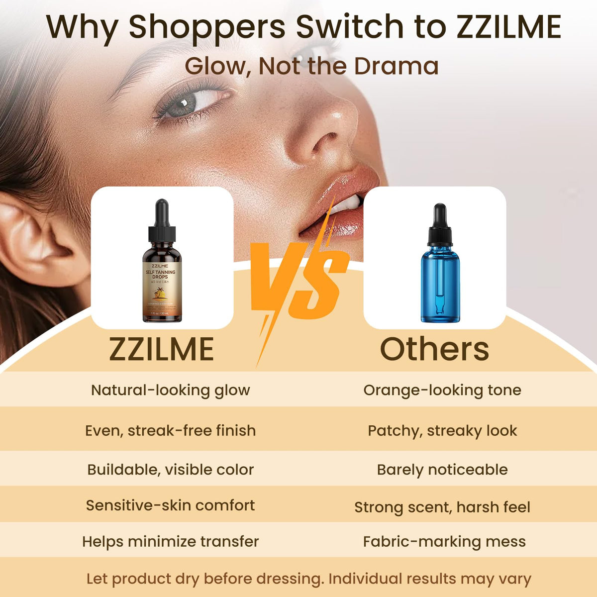 zzilme ingredients label with niacinamide and vitamin C for brightening