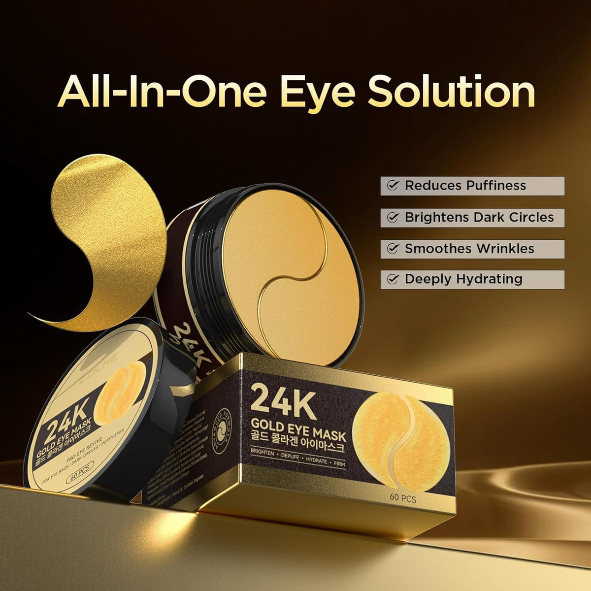 zzilme eye patches applied under eye demonstrating instant cooling